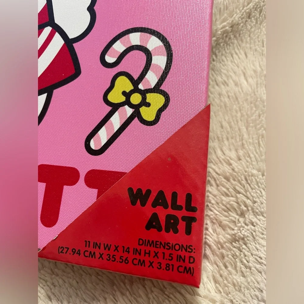 NWT Hello Kitty Sanrio Candy Cane Christmas Wall Art